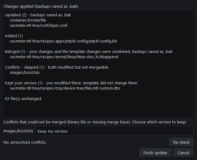 Update dialog